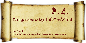 Matyasovszky Lénárd névjegykártya
